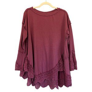 Free People Sparrow Lace Detail Cotton Tunic Top